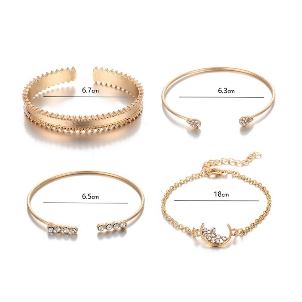 *AXELLE* 4-Pc Gold x Rhinestone Bracelet Set - Picture 13 of 13